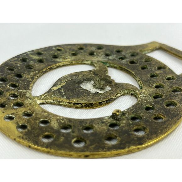 19th Century Brass Horse Harness Medallion Tulip Parade - Picture 5 of 9